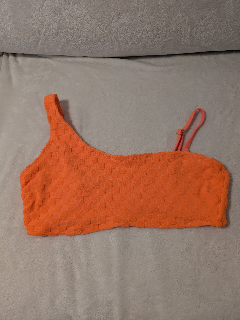 No Boundaries Orange One Shoulder Bikini Top L